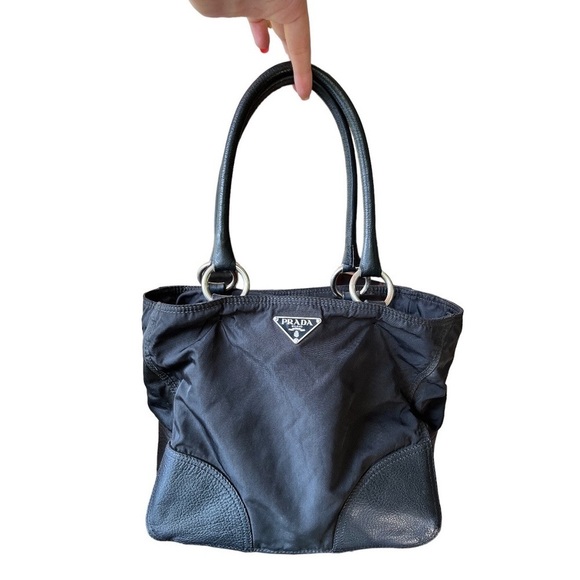 Prada Handbags - PRADA Nylon and Leather bag Black